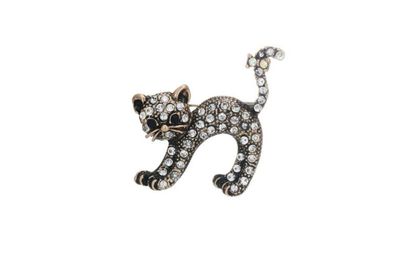 Broche kat wit