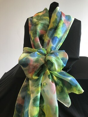 Vibrant Coloured Hand Painted Silk Scarf