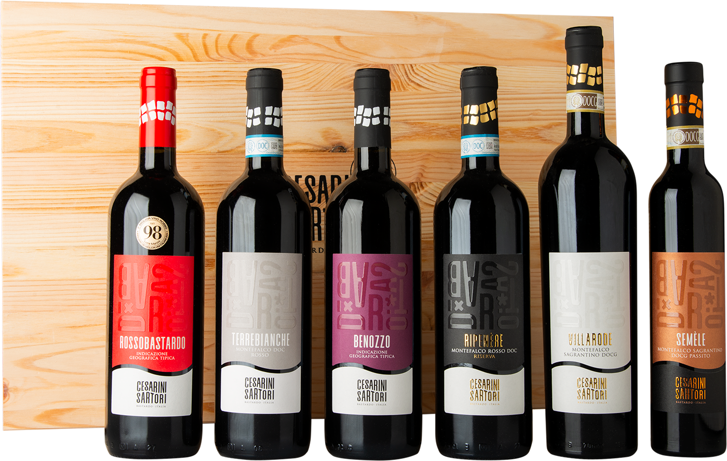 6 bottles wooden box