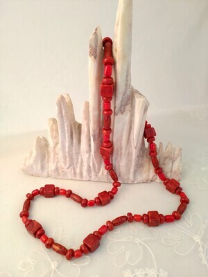 COLLANA CORALLO BAMBOO - Chiusura argento