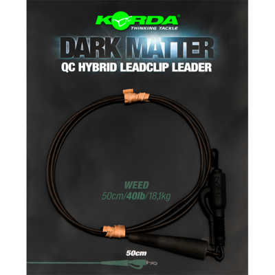 Korda Dark Matter Leader QC Hybrid Clip 40lb/50cm Weed
