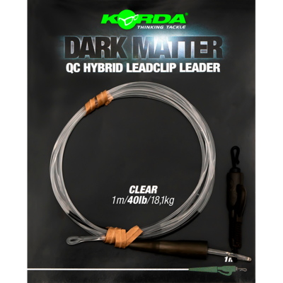 Korda Dark Matter Leader QC Hybrid Clip 40lb/1m Clear