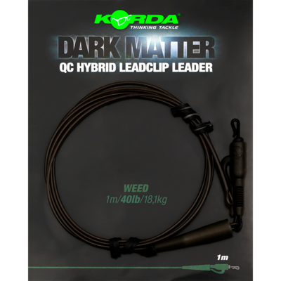 Korda Dark Matter Leader QC Hybrid Clip 40lb/1m Weed