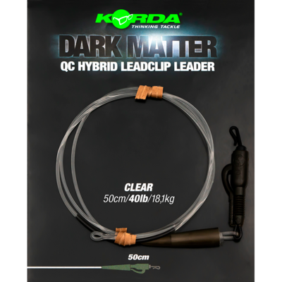 Korda Dark Matter Leader QC Hybrid Clip 40lb/50cm Clear