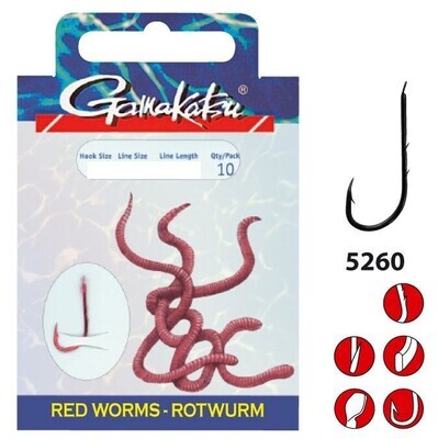 Gamakatsu Red Worm 75cm - Barbed