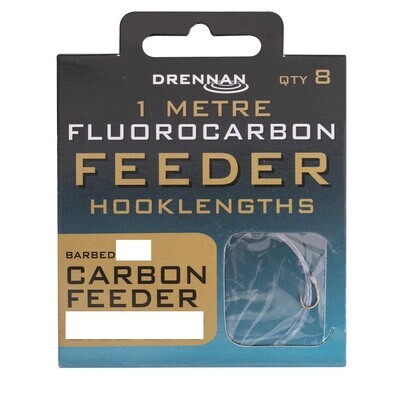 Drennan Fluorocarbon Feeder Hooklengths Carbon Feeder 100cm - Barbed