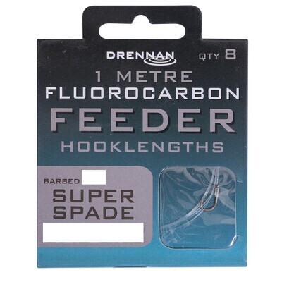Drennan Fluorocarbon Feeder Hooklengths Super Spade 100cm - Barbed