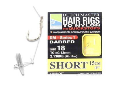 Preston Dutch Master Hair Rigs Haak 18 / 0.13mm (15cm) - Barbed