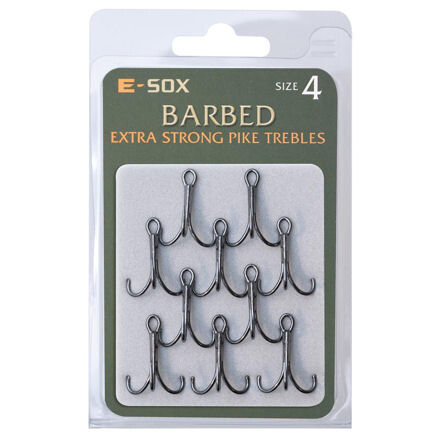 E-sox Barbed Extra Strong Pike Trebles size 4
