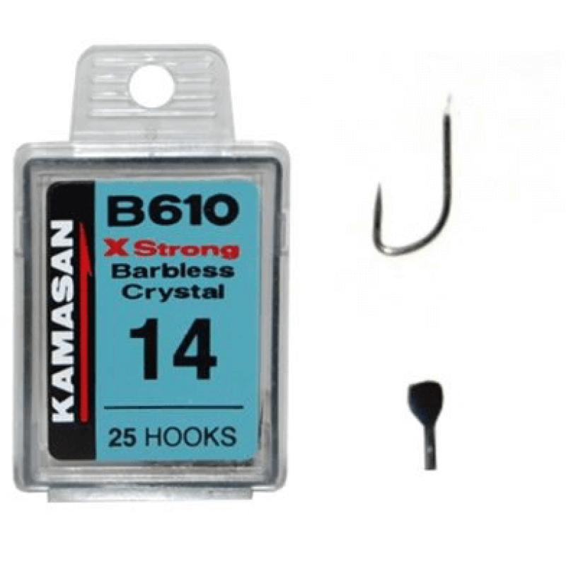 Kamasan B610 X Strong Barbless Crystal maat 22 Kamasan B610 X Strong Barbless Crystal maat 22