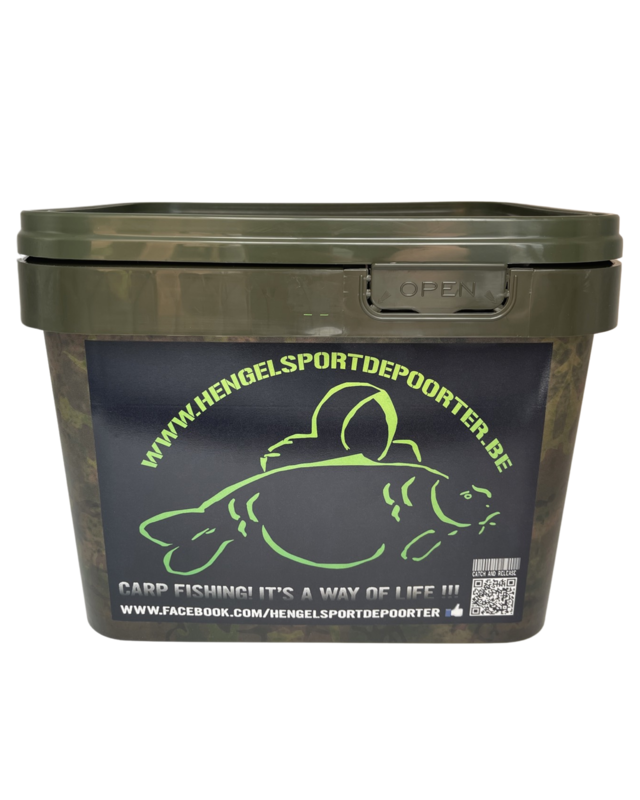 Hengelsport De Poorter Camou Emmer / Bucket 10L Groen deksel