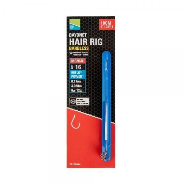 Preston Bayonet Hair Rig Barbless MCM-B Haak 16  0.17mm - 10cm