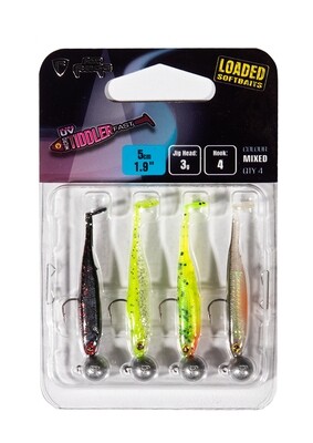 Fox Rage Ultra UV Micro Tiddler Fast Mixed Colour Loaded Lure Pack - 5cm/3g