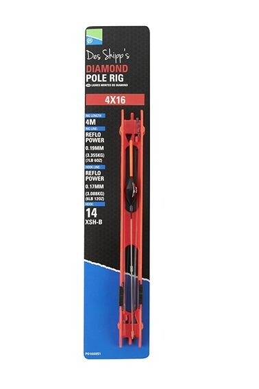 Preston Diamond Pole Rig 4x16 (zonder weerhaak)