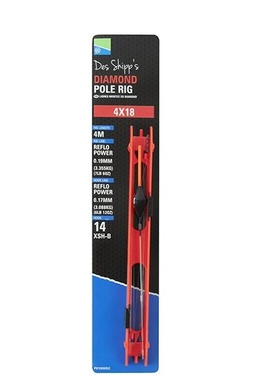 Preston Diamond Pole Rig 4x18 (zonder weerhaak)