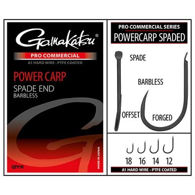 Gamakatsu Pro Commercial - Power Carp Spade End/Barbless