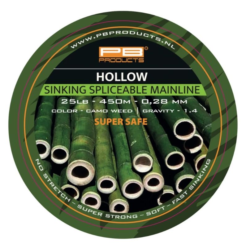 PB Products Hollow Sinking Mainline Camo Weed - 25LB 450m