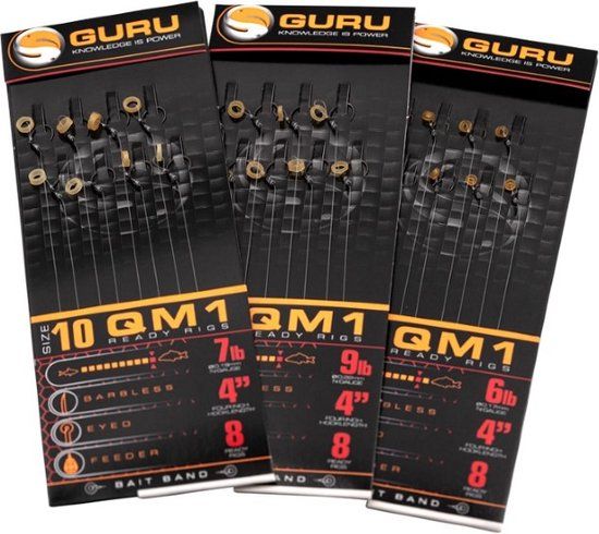 Guru QM1 Bait Band Rig 4" (10cm) Haak 12/ 0.22mm (8st) - Barbless