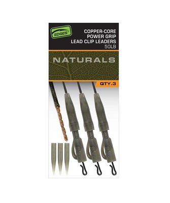 Fox Edges Naturals Copper-Core Power Grip Lead Clip Leaders x3 - 50lb