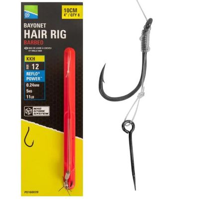 Preston Bayonet Hair Rig Barbed KKH Haak 10  0.24mm - 10cm
