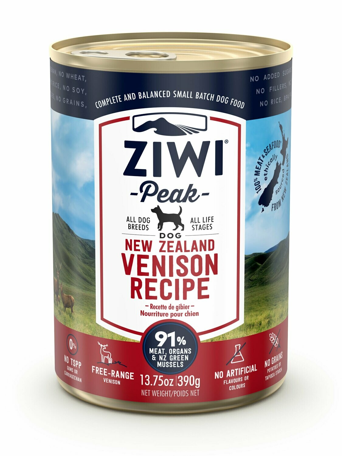 ZIWI Peak Dog Cans Hert 390 gr.