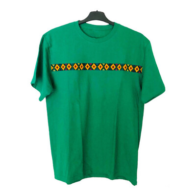 Mexikanisches T-Shirt mit handgemachte Stickerei, Grün, L