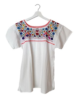 Mexikanische Bluse Puebla, Sommerbluse Damen, M