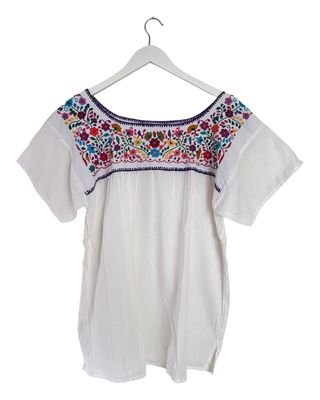 Mexikanische Bluse L Dame mit handgemachte Stickerei, mexikanische kleidung online shop