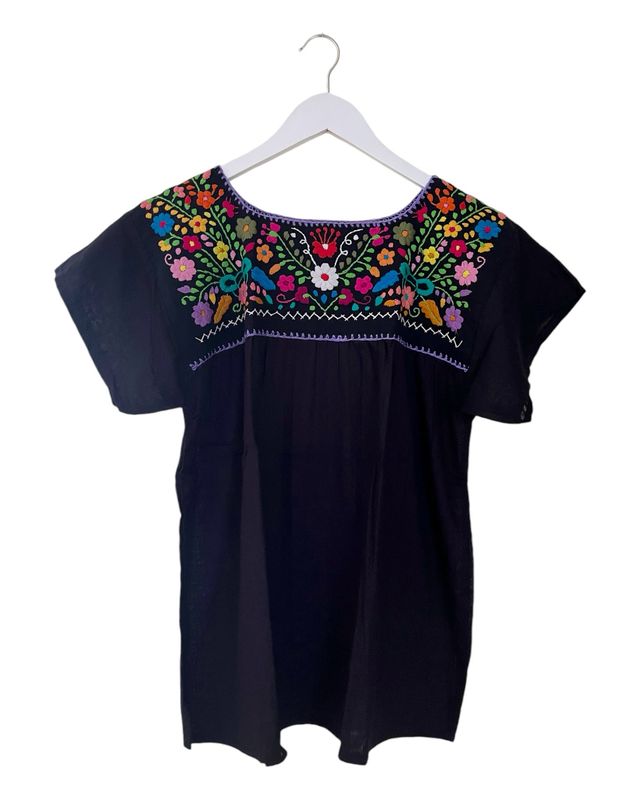 Mexikanische Bluse Puebla mit Stickerei, M Mexikanische Bluse Puebla mit Stickerei, M