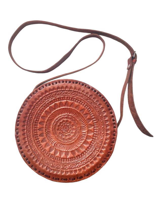 Runde Leder Tasche, Mexikanische Umhängetasche