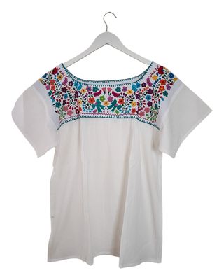 Mexikanische Bluse L mit Stickerei, Sommerbluse