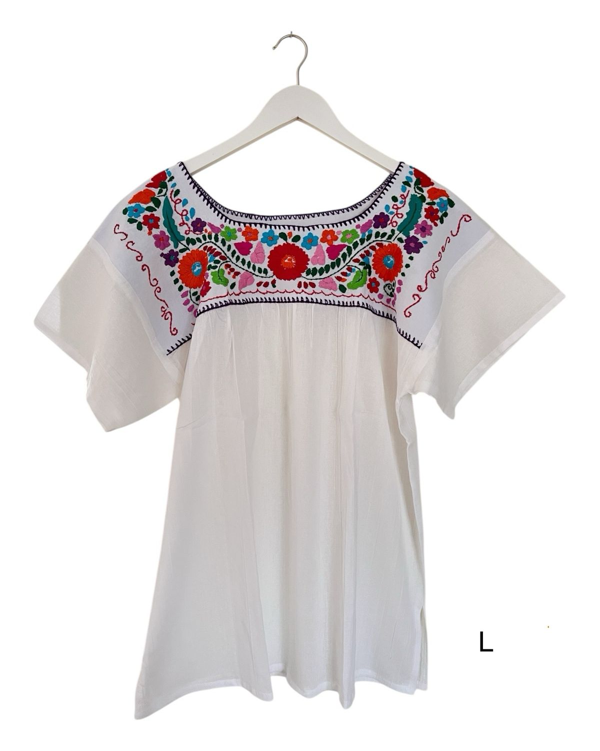 Mexikanische Bluse L mit Stickerei, Sommerbluse