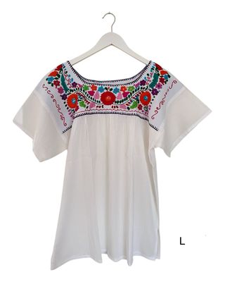 Mexikanische Bluse L mit Stickerei, Sommerbluse Mexikanische Bluse L mit Stickerei, Sommerbluse