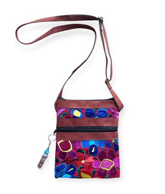 Umhängetasche mit Stickerei aus Mexiko, Boho Tasche Crossbody, Weihnachtsgeschenk