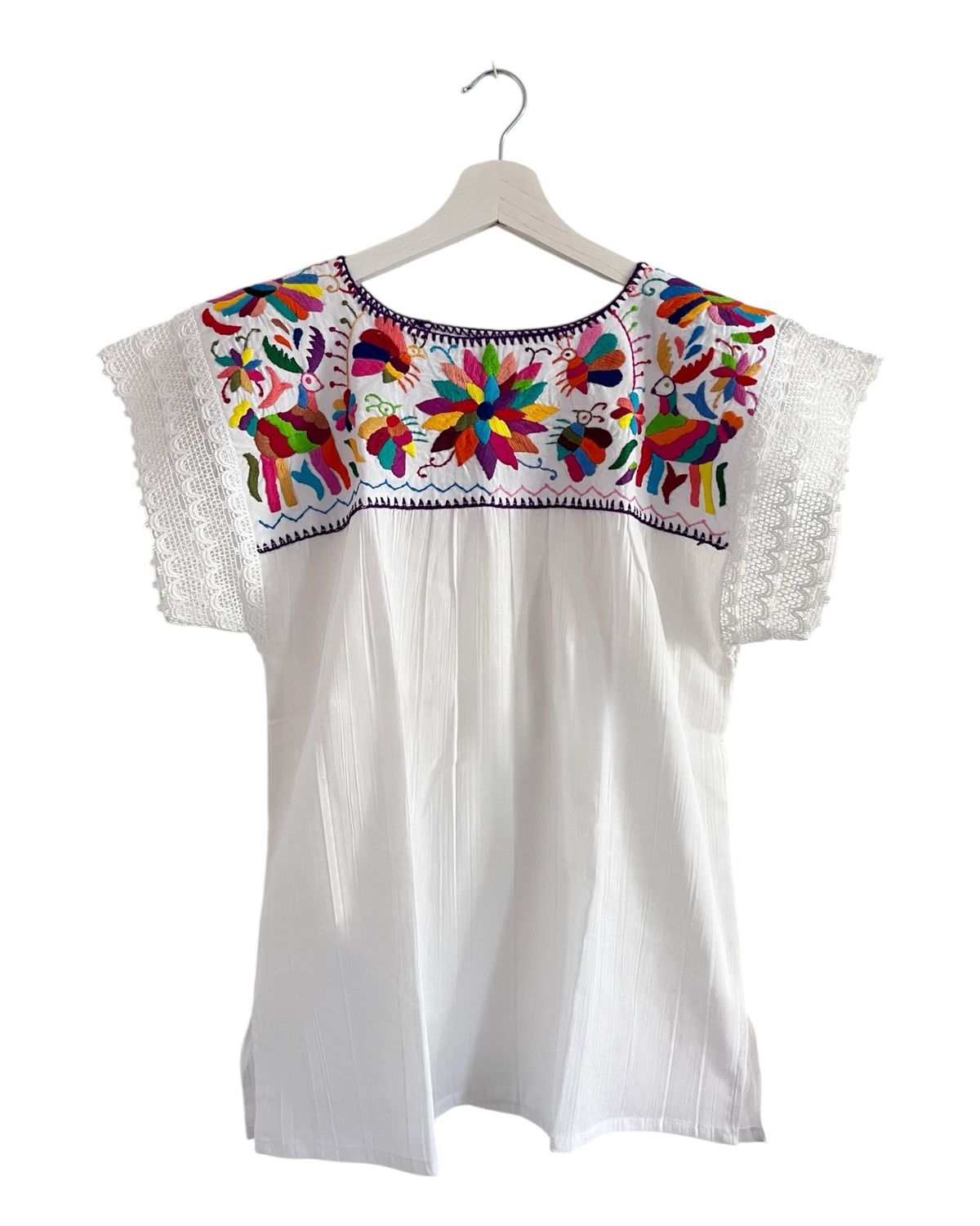 Mexikanische Bluse Puebla, Boho Sommerbluse,  S
