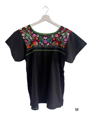 Mexikanische Bluse Puebla mit Stickerei, M Mexikanische Bluse Puebla mit Stickerei, M