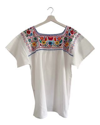 Mexikanische Bluse XL Dame, handgemachte Stickerei
