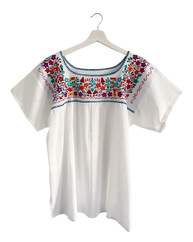 Mexikanische Bluse L Dame mit handgemachte Stickerei