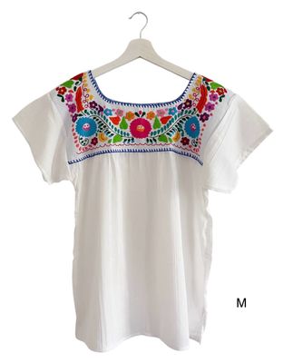 Mexikanische Bluse Puebla mit Stickerei, M Mexikanische Bluse Puebla mit Stickerei, M