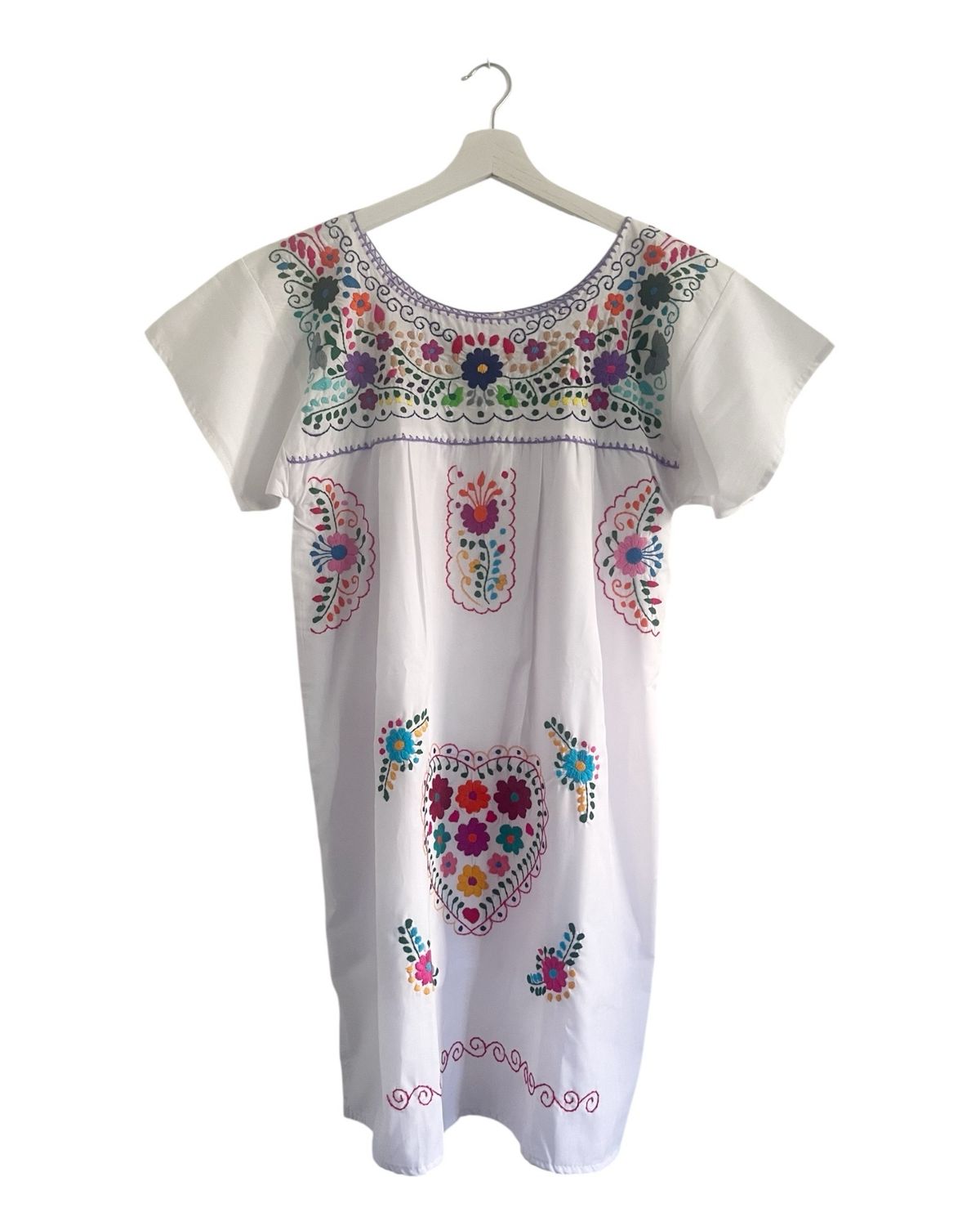 Mexikanisches Sommerkleid mit Blumen, Tunika Ethno-Style, M