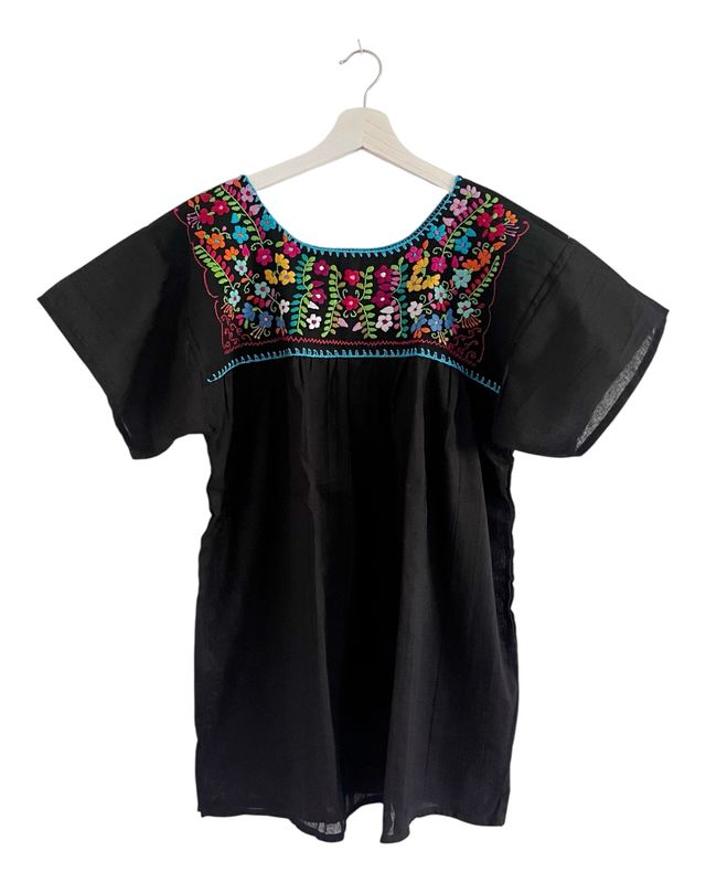 Mexikanische Bluse Puebla mit Stickerei, Sommerbluse L Mexikanische Bluse Puebla mit Stickerei, Sommerbluse L