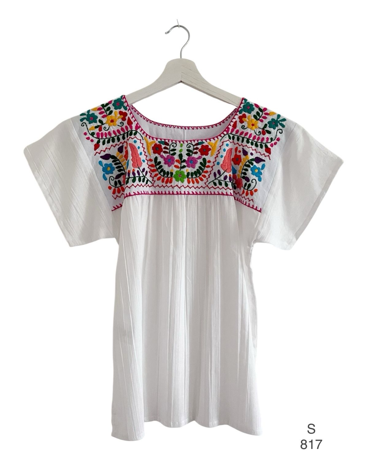 Mexikanische Bluse Puebla, Sommerbluse Damen, S