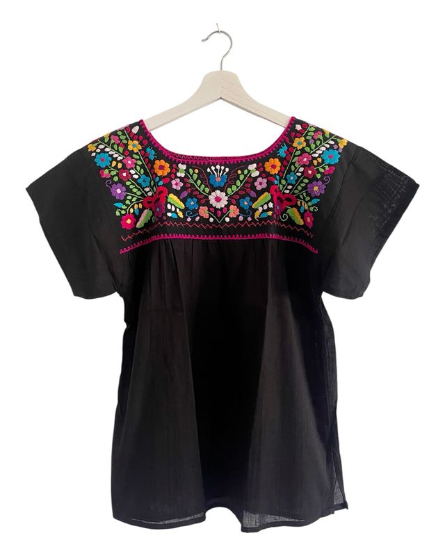 Mexikanische Bluse mit Stickerei, Boho Bluse, S