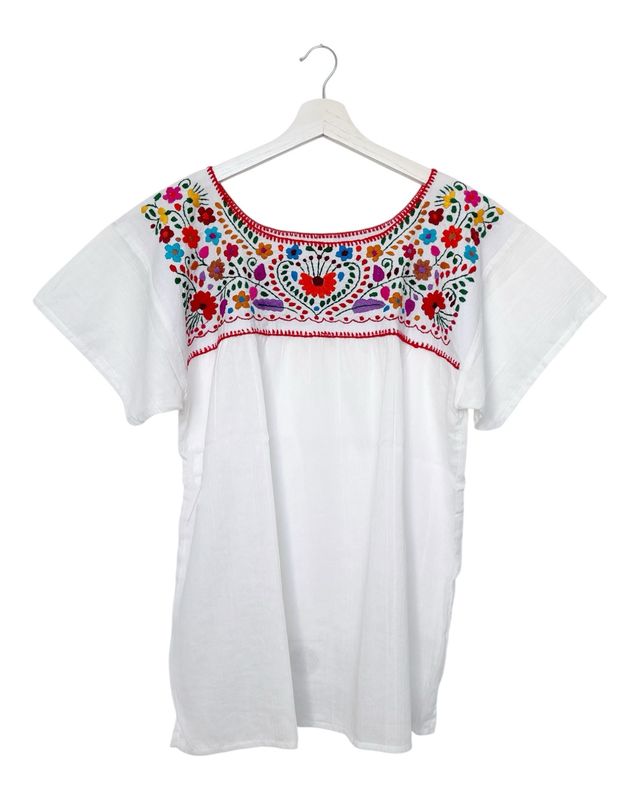 Mexikanische Bluse L Dame mit handgemachte Stickerei