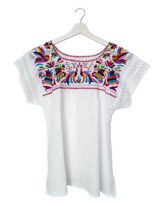 Mexikanische Bluse mit handgemachter Stickerei, M