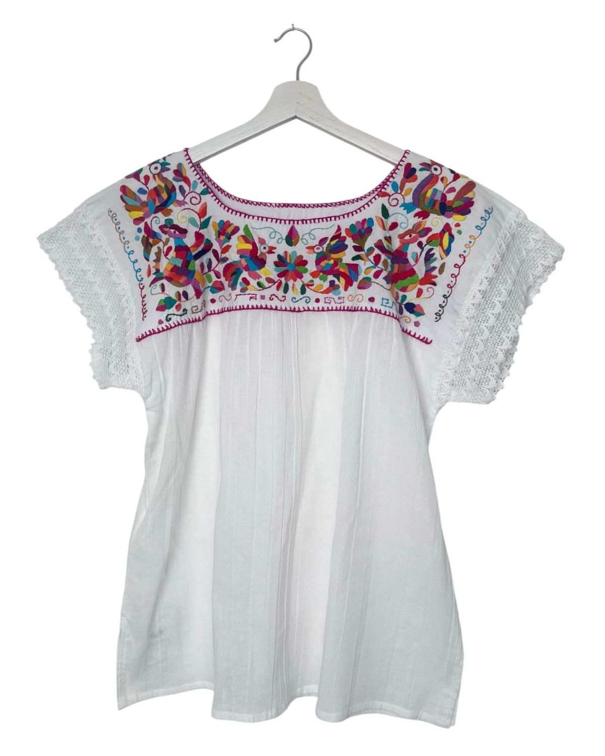 Mexikanische Bluse Puebla, Sommerbluse Ethno-Style,  L