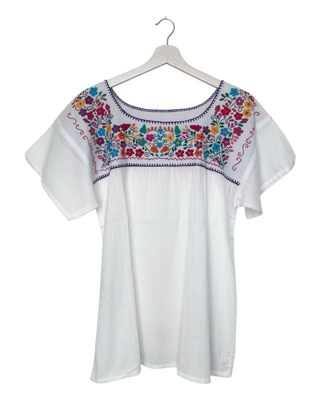 Mexikanische Bluse L mit Stickerei, Sommerbluse Mexikanische Bluse L mit Stickerei, Sommerbluse