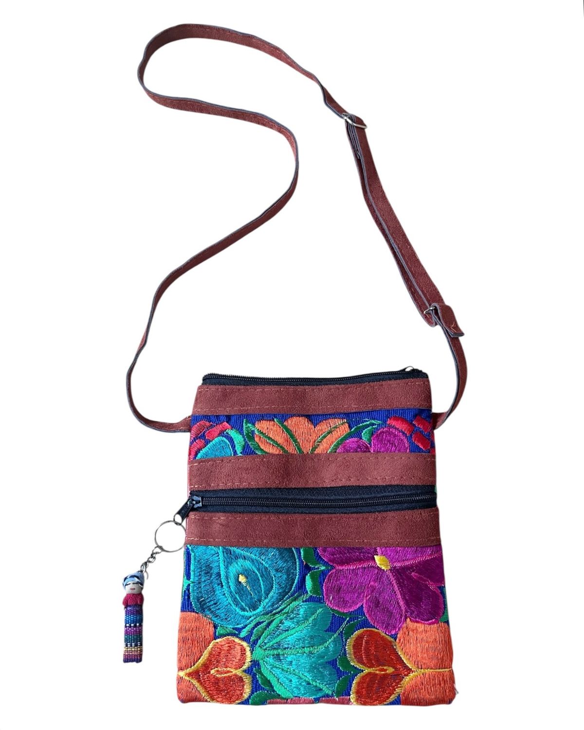 Umhängetasche mit Stickerei aus Mexiko, Boho Tasche Crossbody, Weihnachtsgeschenk