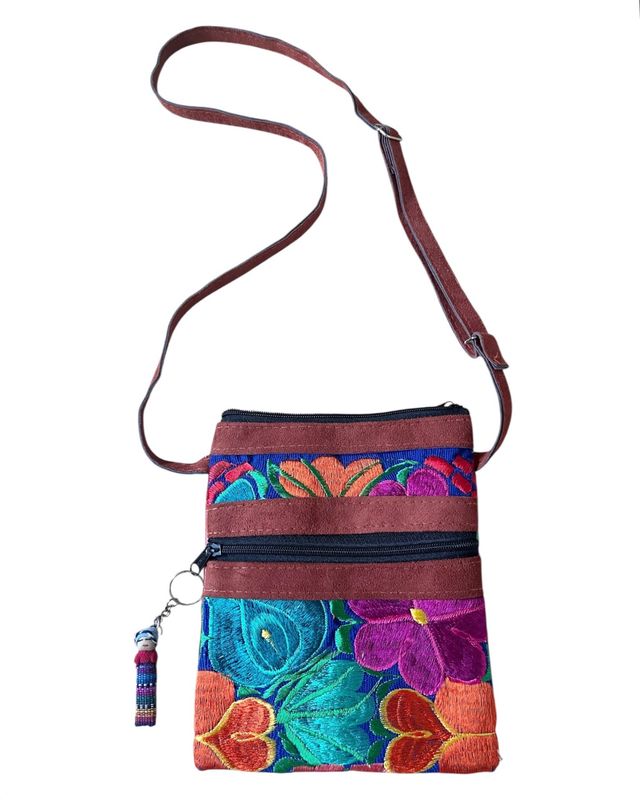 Umhängetasche mit Stickerei aus Mexiko, Boho Tasche Crossbody, Weihnachtsgeschenk