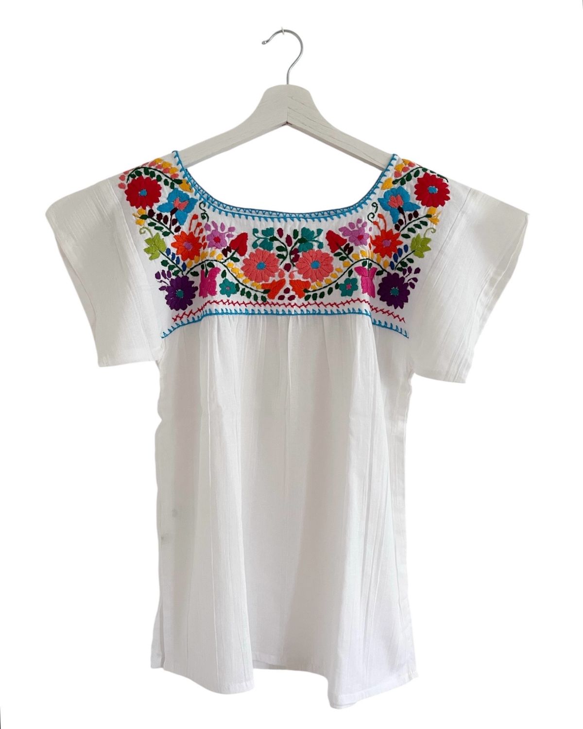 Mexikanische Bluse Puebla, Boho Bestickte Bluse, XS